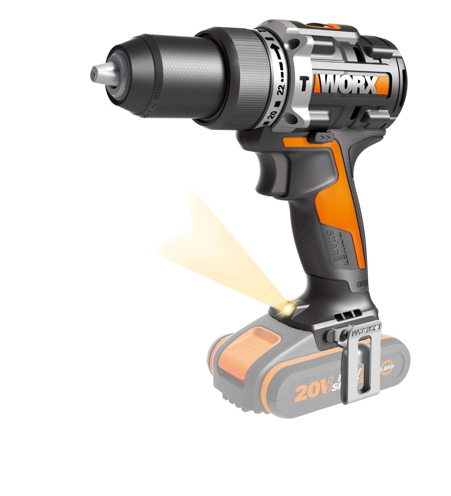 Worx WX352.9 - Taladro Percutor Brushless 20V S/bat - Ferrotecnia