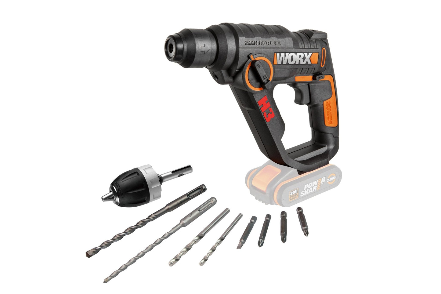Worx WX390.9 - H3 Martillo / Taladro / Atornillador 20V (Sin batería) - Ferrotecnia