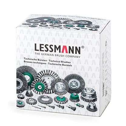 LessMann 402890 - Wheel brushes plastic body PP grey dia 140 mm 18 x 13 rows abrasive nylon SIC K 80 / 1,20 mm high 30 mm thread M 14 RPM 2500 body dia 80 x 90 mm "LESSMANN"