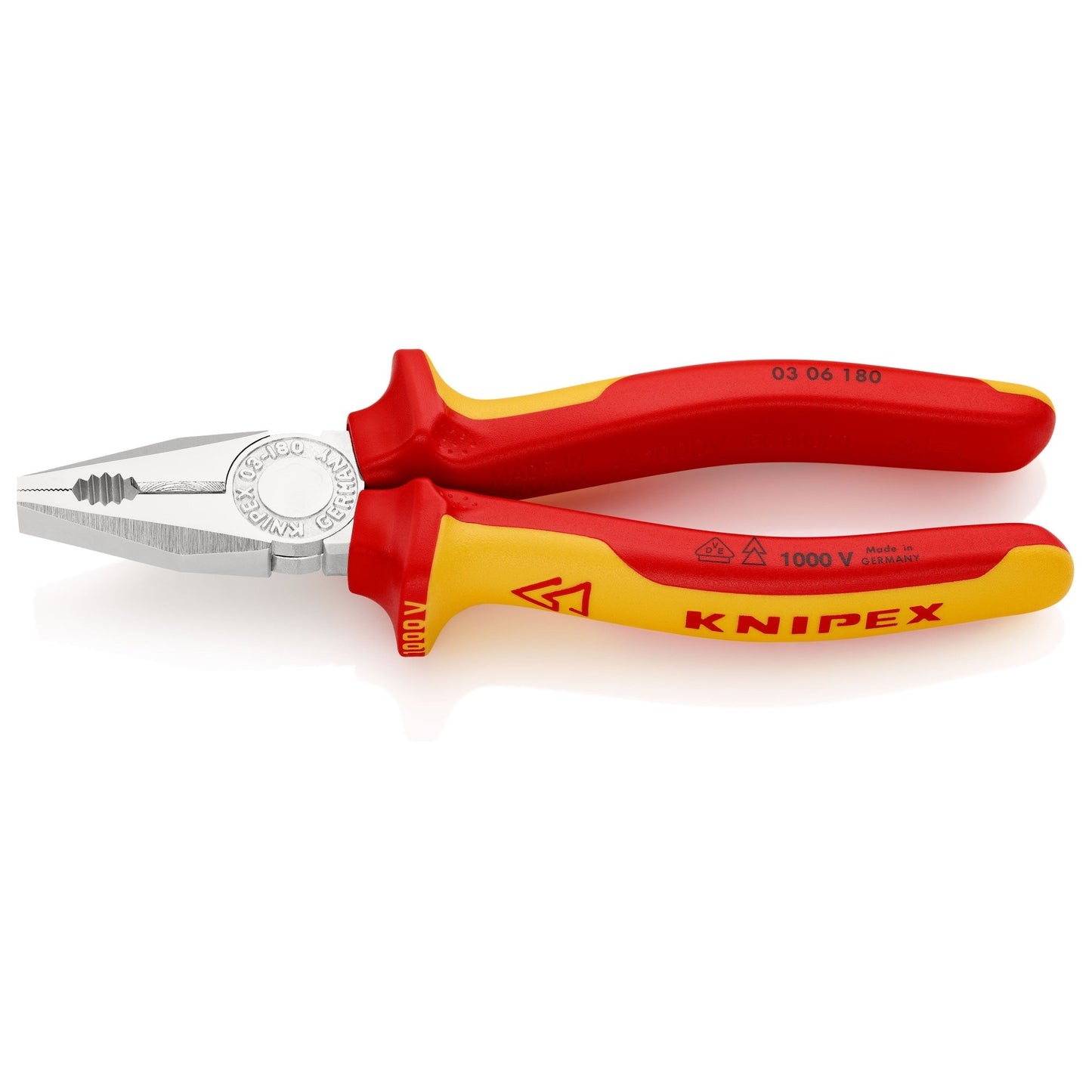 Knipex 03 06 180 - Alicate universal aislado VDE 180 mm con mangos bicomponentes - Ferrotecnia