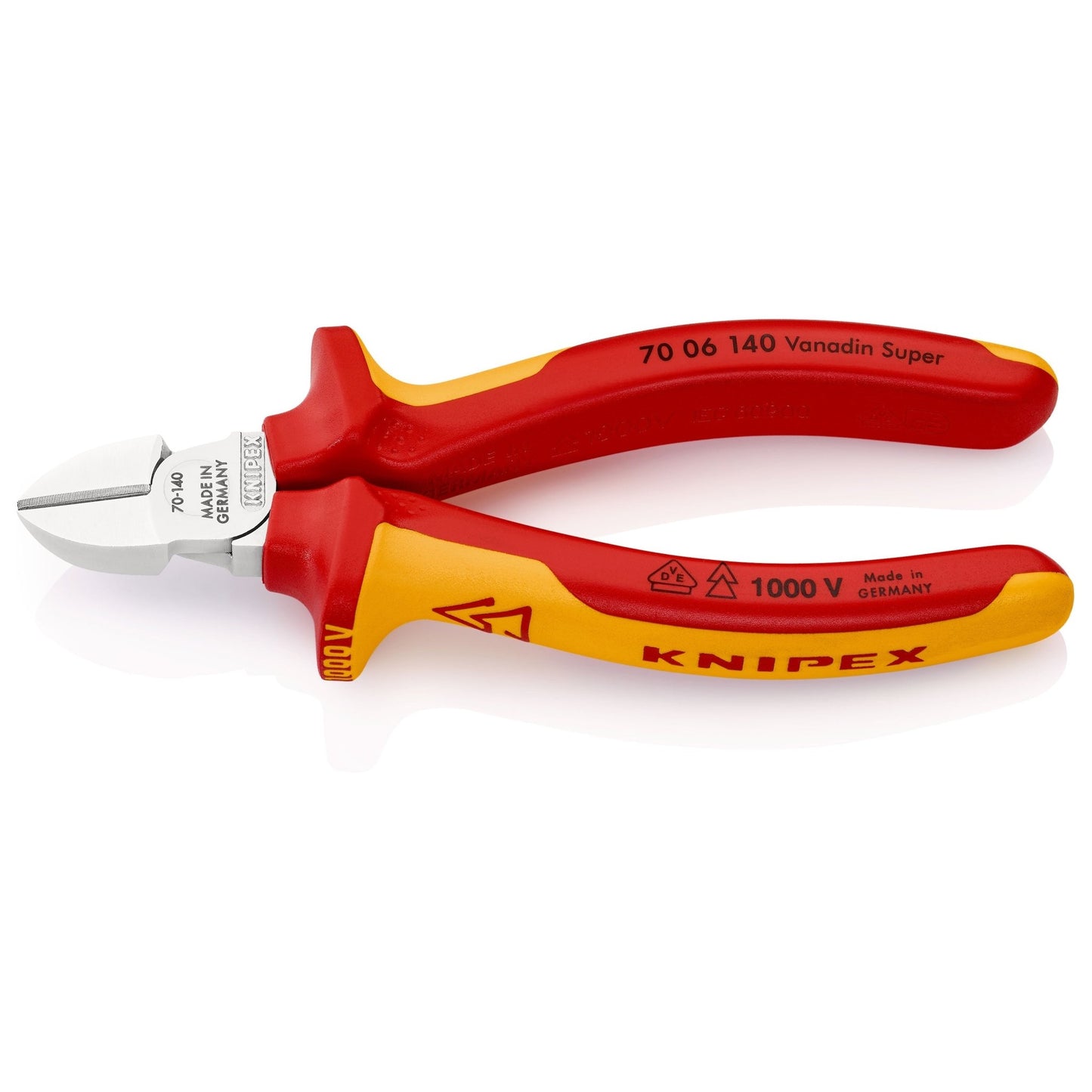 Knipex 70 06 140 - Alicate de corte diagonal aislado VDE 140 mm con mangos bicomponentes - Ferrotecnia