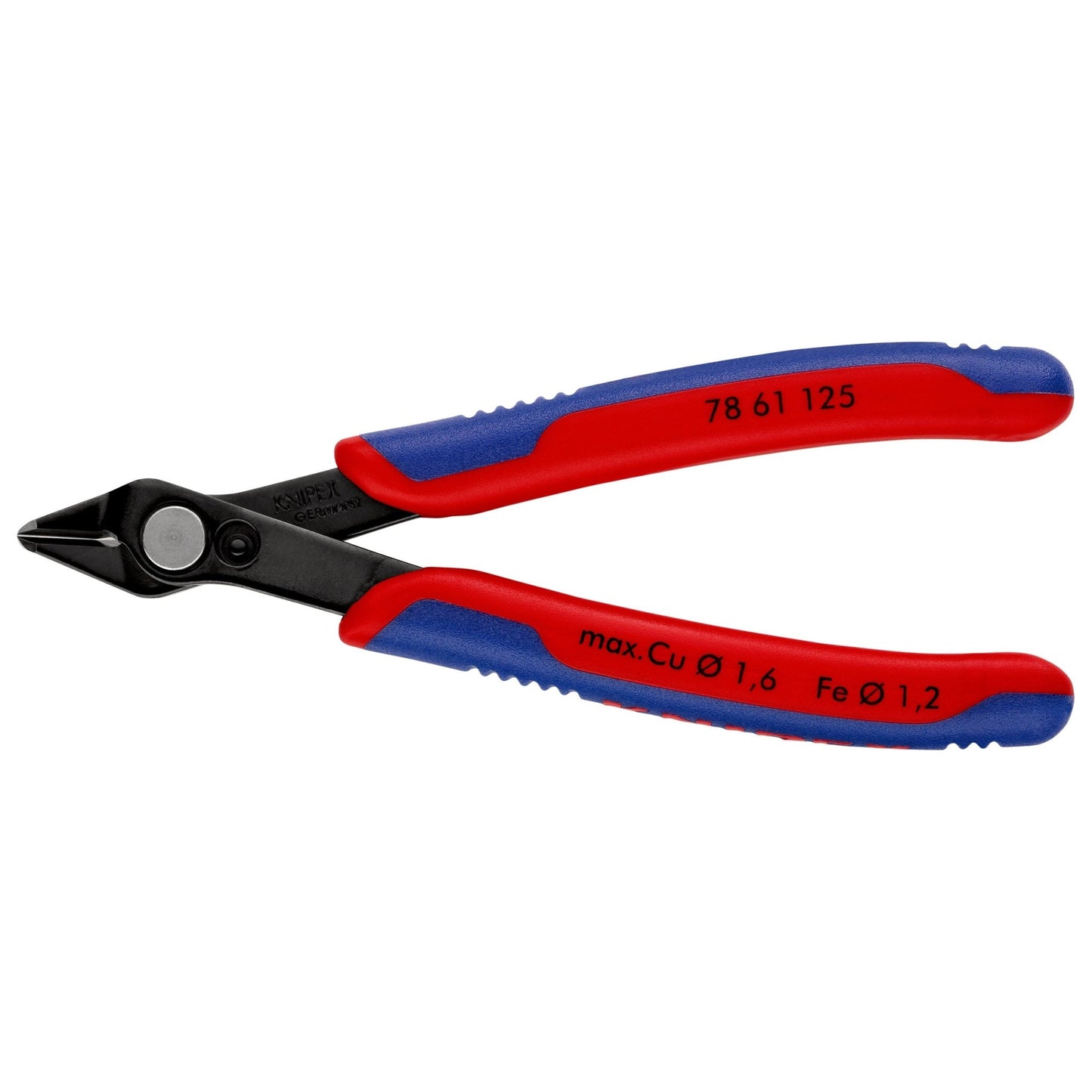Knipex 78 61 125 - Alicate de corte para electrónica SuperKnips 125 mm con mangos bicomponentes. Filos sin bisel. Apto para fibras de vidrio. - Ferrotecnia