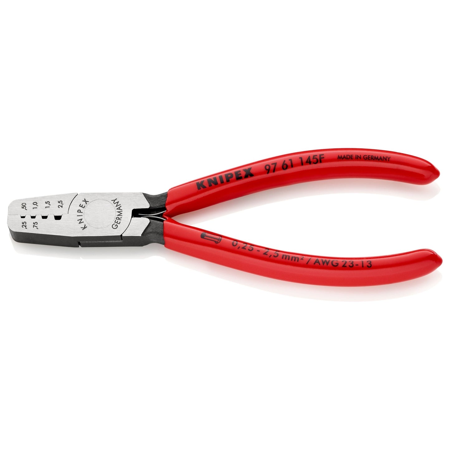 Knipex 97 61 145 F - Alicate para entallar punteras 145 mm con mangos PVC - Ferrotecnia