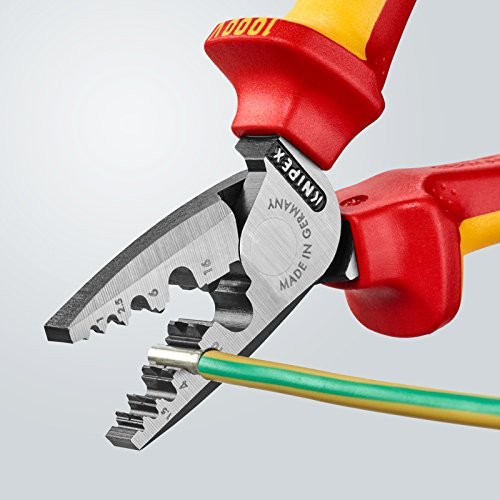 Knipex 97 78 180 - Alicate para entallar punteras aislado VDE Knipex 180 mm. con mangos bicomponentes - Ferrotecnia