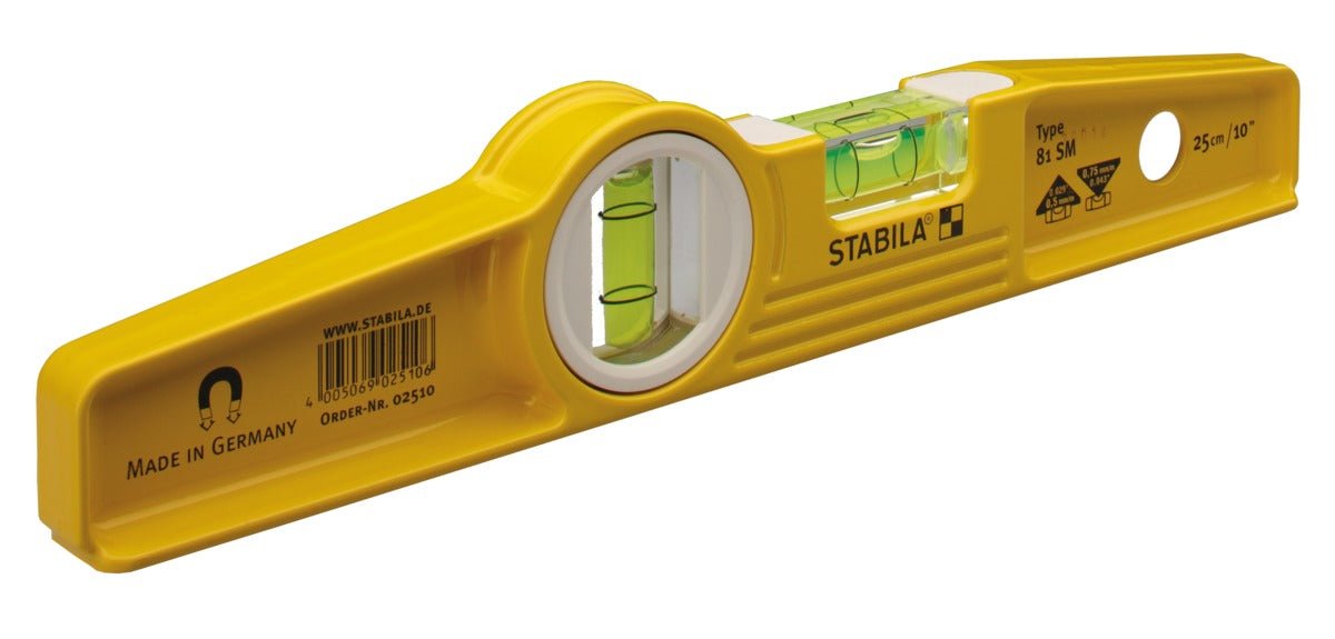 Stabila 025106 - Nivel de burbuja con base magnética Torpedo 81SM de 25 cm sin funda - Ferrotecnia