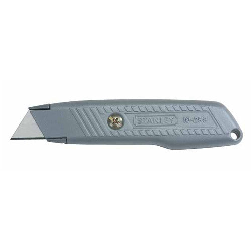 STANLEY Cuchillo de Hoja Retráctil, Robusto Estuche de Zinc, Sistema Interlock, Almacenaje de Hojas en el Mango, Incluye 3 Cuchillas de Repuesto, 0-10-299