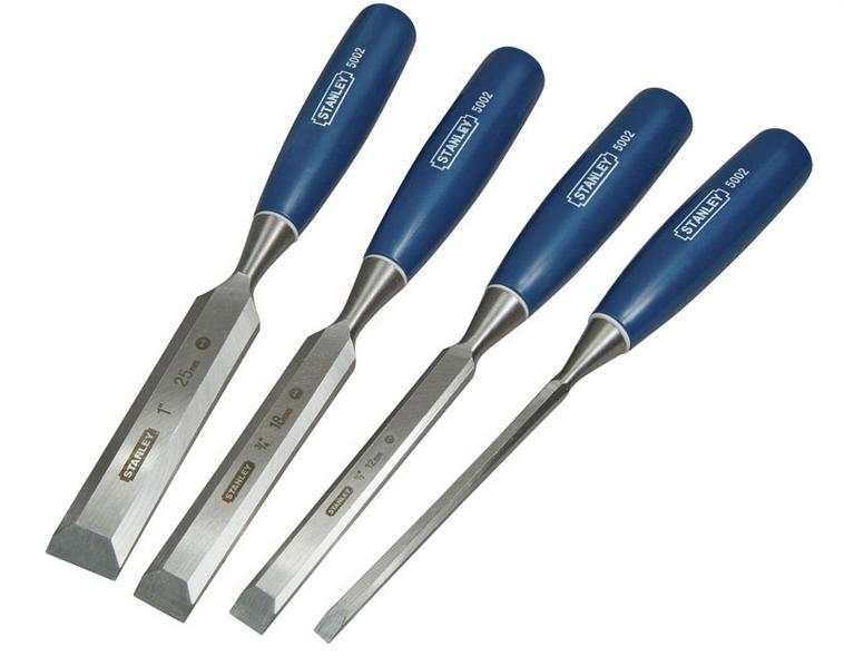 Stanley - Juego de Cinceles 4 pcs. (6 12 18 25 mm) Seria 5002, Color Azul