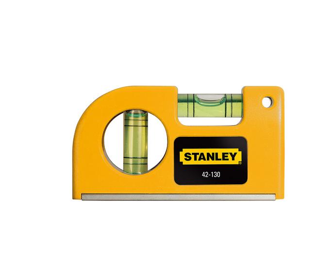 STANLEY 0-42-130 Nivel de Bolsillo, con 2 Burbujas, Estructura Compacta de Aluminio, Base Magnética, Precisión 2 mm/m, Ancho 11.5 cm, Altura 2 cm, Peso 0.09 kg