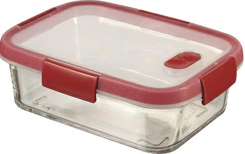 Curver Cook Recipiente de Vidrio, Transparente/Rojo, 0.9 L
