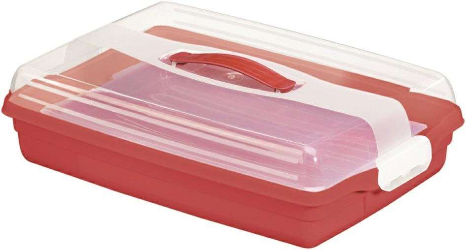 Curver 172568 Cocina Pastel Caja Rectangular, Transparente/Rojo