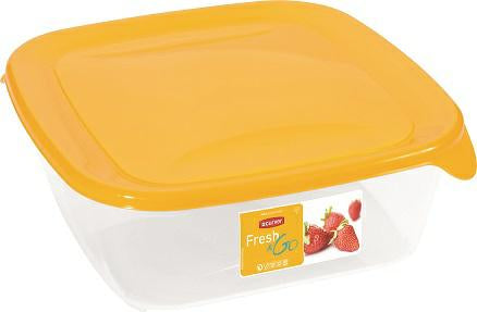 CURVER Congelador Safe Cuadrado plástico de rodamiento de Comida, de 5 Piezas (2.9 l), Amarillo, 2.9 l