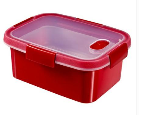 Curver Steamer - Recipiente rectangular para microondas 1,2 L, rojo