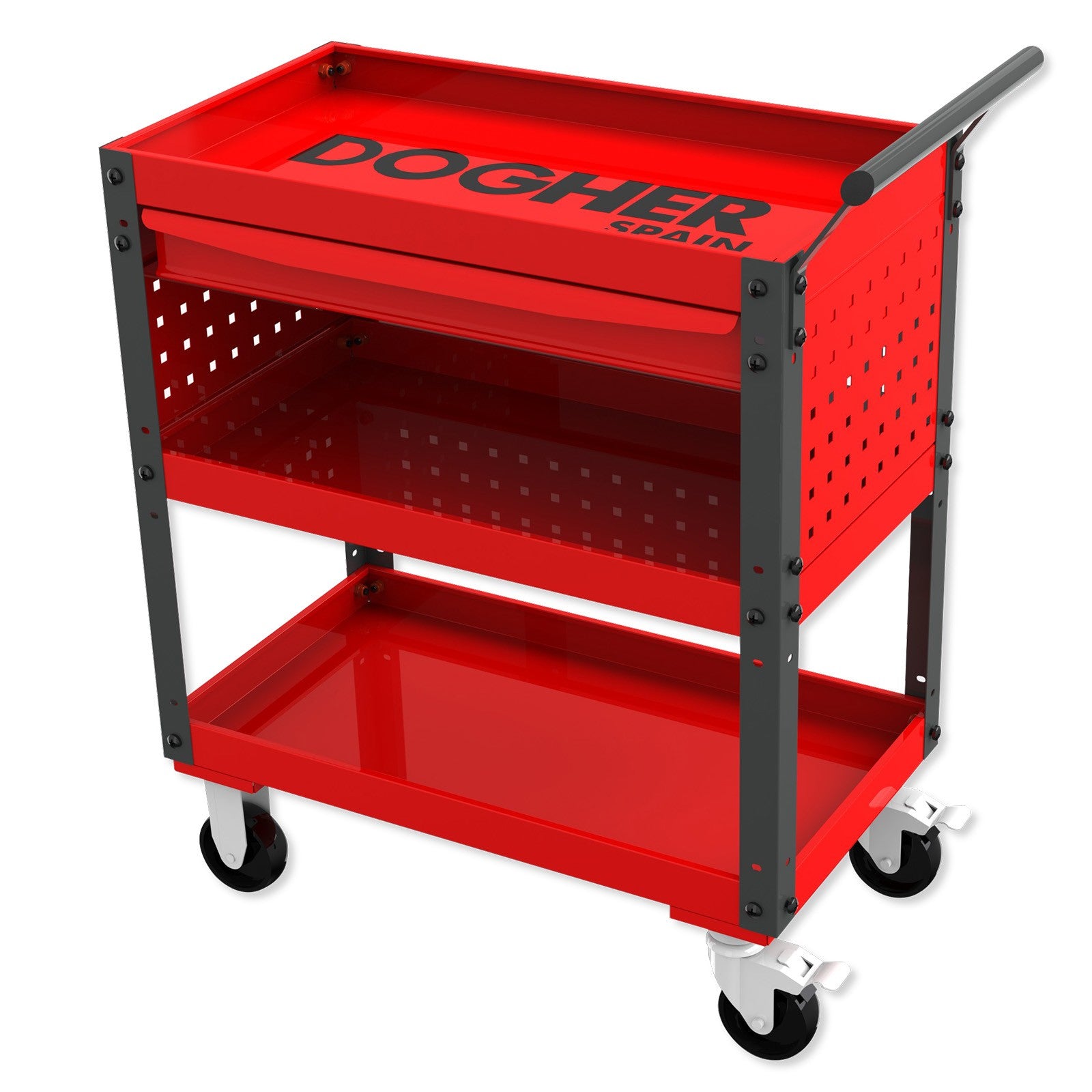Dogher 025-029 - Carro de Servicio 675 x 390 x 705 3 Bandejas y Cajón