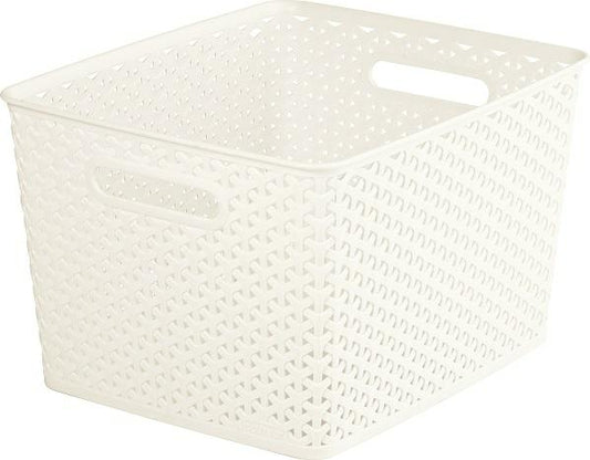 Curver, Cesta Organizadora Multiusos MyStyle L 18L. con Asas, Color Blanco Vintage (196861)