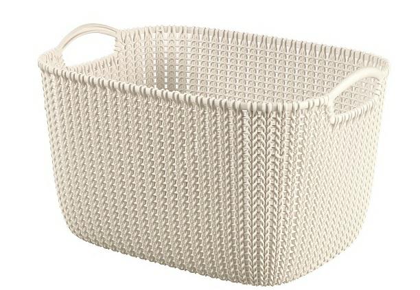 Curver 226379-Cesta de almacenaje, plástico, Rectangular, diseño de Punto, Color Blanco, 38,5 x 28,5 x 23,5 cm, 19 L