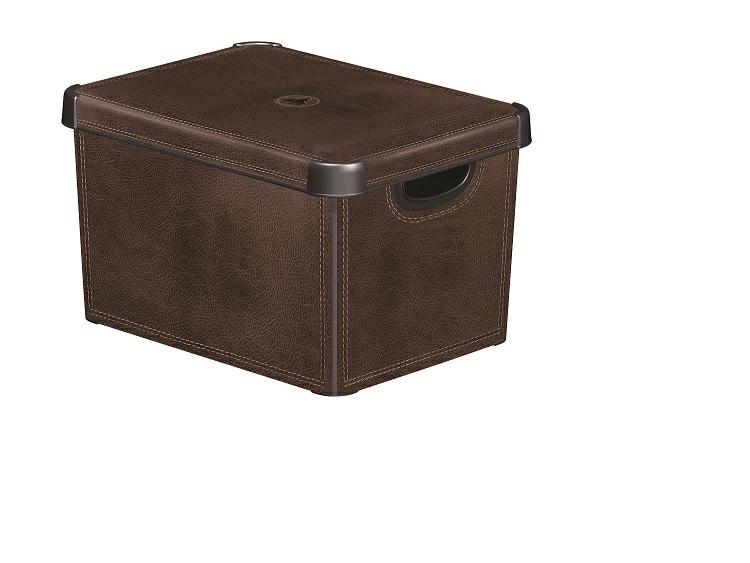 Curver 188164 Caja Decorativa de Estocolmo L, Polipropileno, Color marrón Piel 39,5 x 29,5 cm x 24 cm