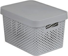 CURVER 04742 - 099 - 00 Infinity Puntos Caja de almacenaje con Tapa plástico Gris Clair 36,3 x 27 x 22,2 cm, 17 L