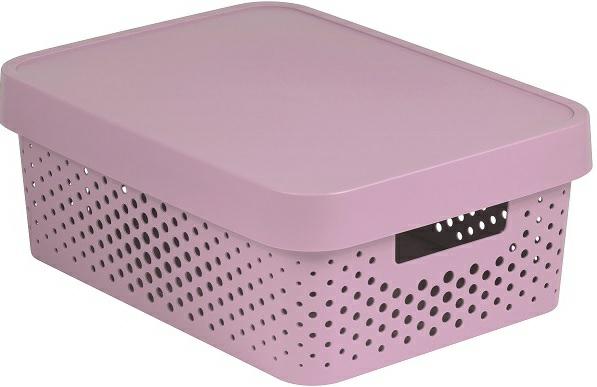 Curver Caja Infinity Dots Color Rosa con Tapa | Almacenaje de Casa |Organización y Ordenación de Armarios| 11 Litros