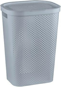 Curver - Cesta de Ropa Infinity 59L. Hamper Dots con Tapa - con Asas - Color Gris