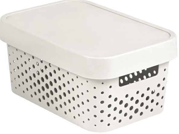 Curver 04760-N23-00 Infinity Points - Caja de Almacenamiento con Tapa de plástico, Color Blanco 26,8 x 18,6 x 12,4 cm, 4,5 L, Color Blanco