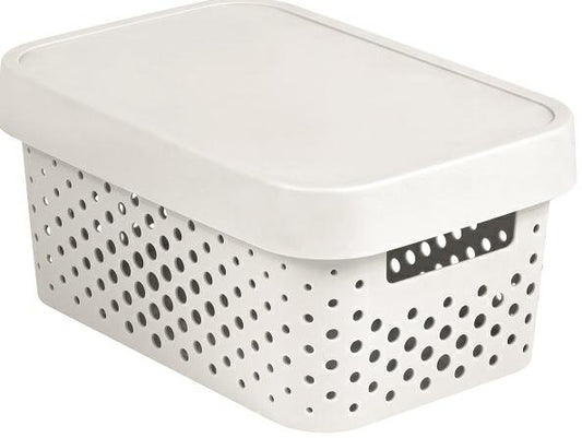 Curver 04760-N23-00 Infinity Points - Caja de Almacenamiento con Tapa de plástico, Color Blanco 26,8 x 18,6 x 12,4 cm, 4,5 L, Color Blanco
