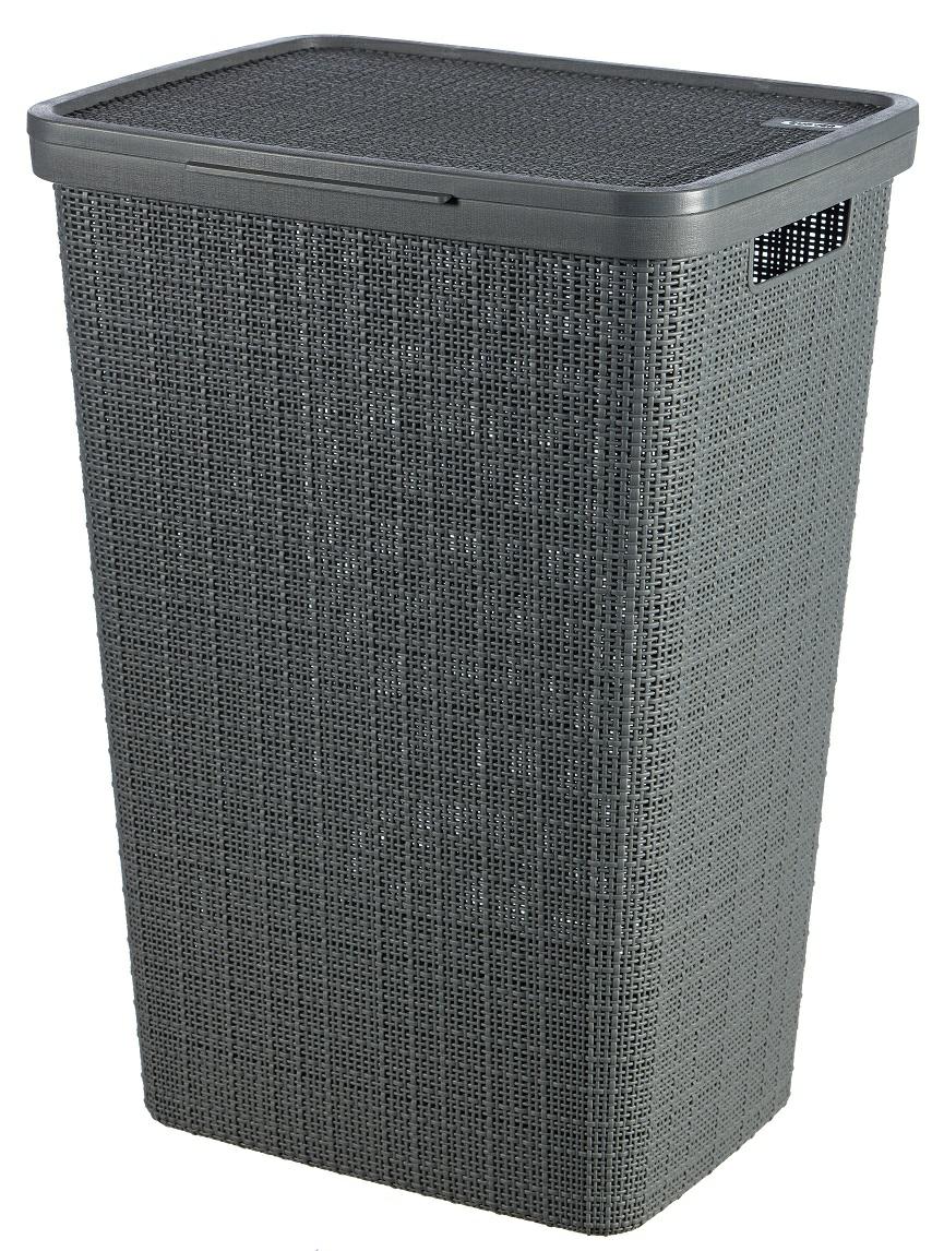 Curver Hamper- Baúl para la colada 58L, Cesto de ropa, 43x34xH58 cm, Acabado Jute, Gris Oscuro