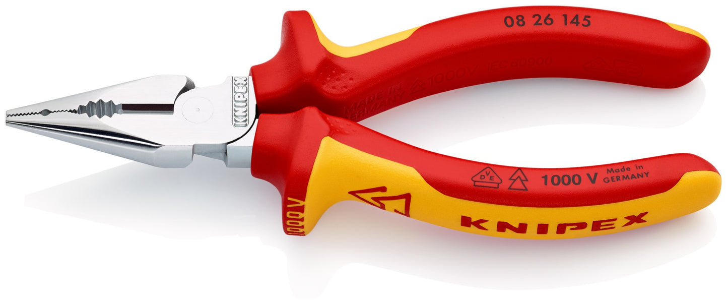 Knipex 08 26 145 - Knipex VDE insulated universal pointed nose pliers 145 mm. with two-component handles