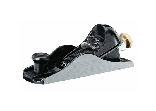 STANLEY 1-12-220 - Cepillo manual 180mm, Ancho 40mm, Ajuste manual sencillo y rápido mediante pomo, Estructura metálica resistente a los golpes, Anticorrosión, Suela mecanizada