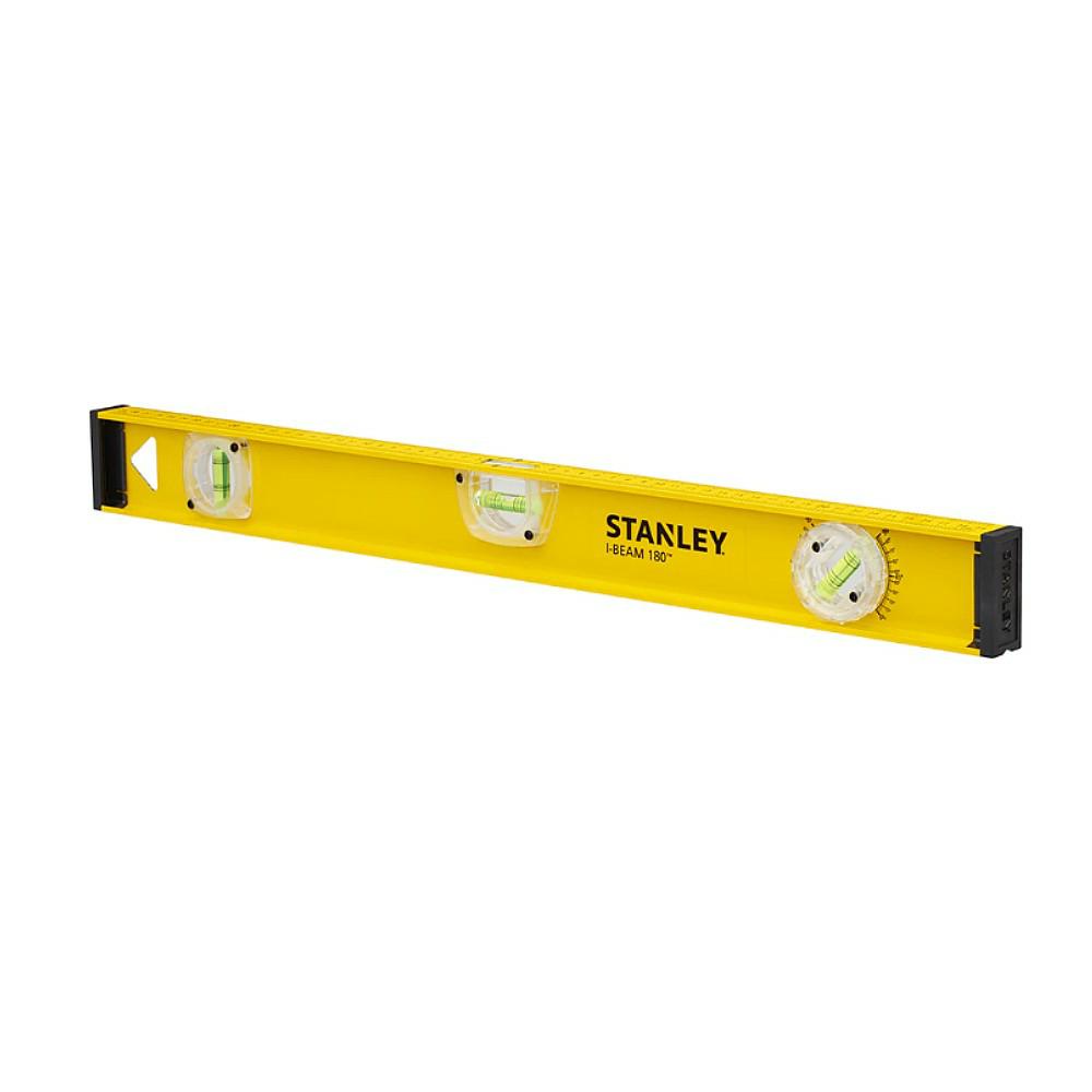 STANLEY Nivel perfilado de aluminio, 60 cm, 3 burbujas (horizontal, vertical y graduable), regla en centímetros, extremos protectores, precisión +/- 1.5mm/m, 1-42-920