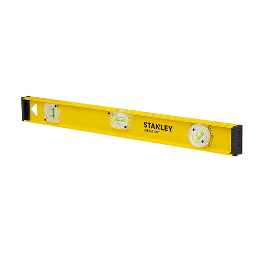 STANLEY Nivel perfilado de aluminio, 60 cm, 3 burbujas (horizontal, vertical y graduable), regla en centímetros, extremos protectores, precisión +/- 1.5mm/m, 1-42-920