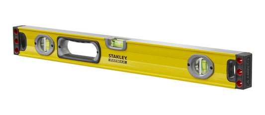 STANLEY Nivel FatMax II 60 cm, cuerpo de aluminio reforzado, 3 burbujas de visibilidad, precisión +/- 0.5mm/m, bases mecanizadas, extremos de caucho, empuñaduras fijas, 1-43-524