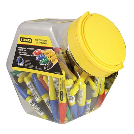 Stanley 1-47-329 - Mini marcador permanente punta fina, 72 unidades, colores negro, azul, rojo, verde