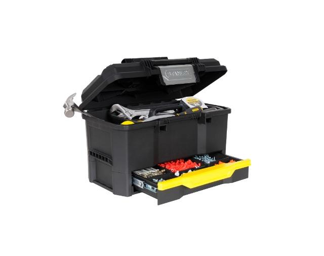 STANLEY 1-70-316 - Caja de herramientas 19"/40.5 cm con autocierre y cajón, Negro, Amarillo