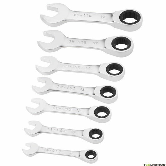 Stanley - FatMax FMMT82900-0 - Juego de 7 llaves de carraca extra cortas Fatmax, gris