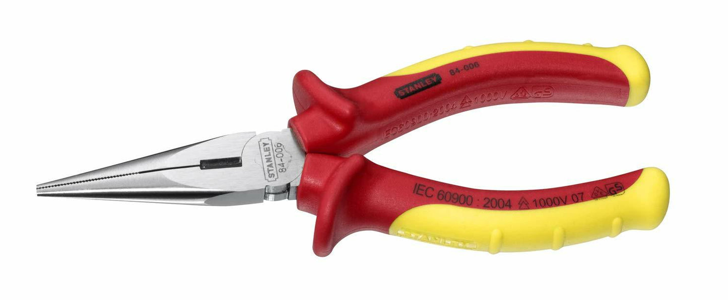 Stanley 0-84-006 - Alicate 1000V VDE punta semi-redonda recta de 160 mm
