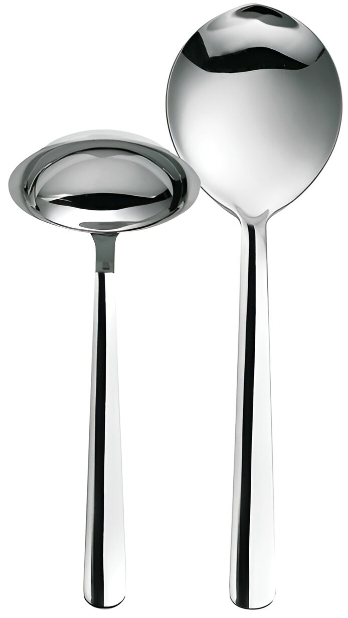 Fiskars Set de Cubiertos para Servir, 2 Piezas, Functional Form, Cucharón y Cucharón de Servicio, Acero Inoxidable 18/10, Plata/Brillante, 1002947
