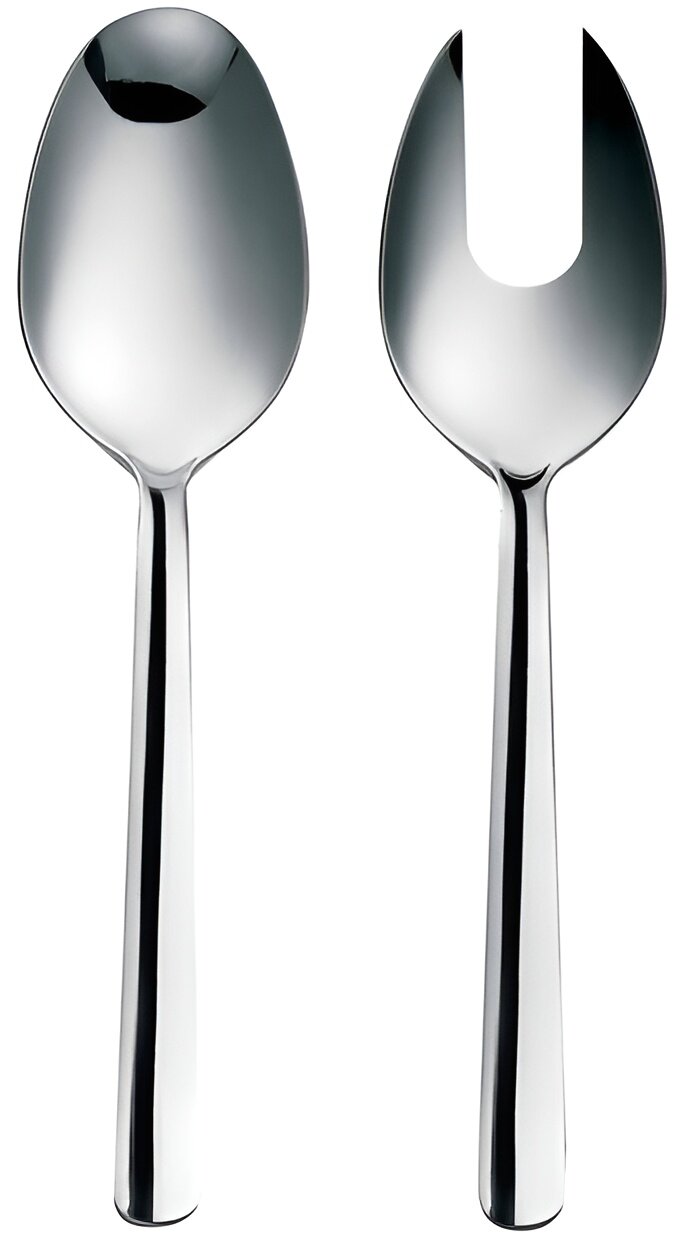 Fiskars Set de Cubiertos para Ensalada, 2 Piezas, Functional Form, Cucharón para Ensalada y Tenedor para Ensalada, Acero Inoxidable 18/10, Plata/Brillante, 1002948