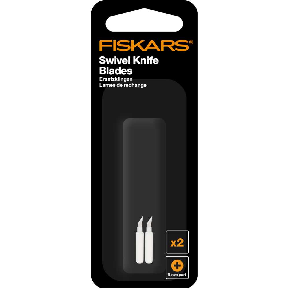 Original Fiskars Cuchillas de repuesto para Fiskars Cúter de Precisión con Cuchilla Pivotante, 2 unidades, Acero de calidad, Plata, 1003757