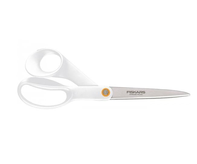 FISKARS Tijeras Universales, Longitud Total: 21 cm, Acero de Calidad/ Plástico, Functional Form, Blanco, 1020412