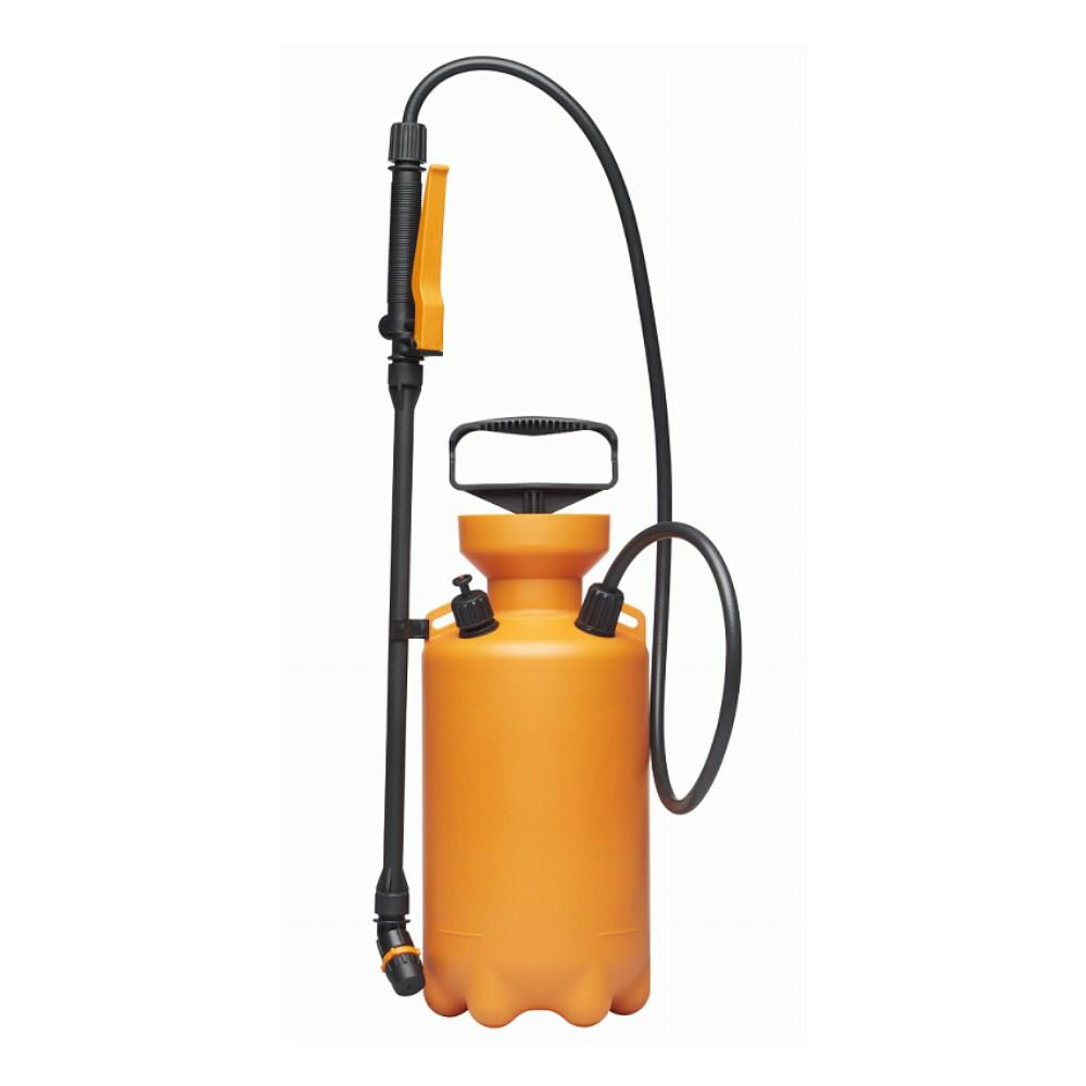 Fiskars Pulverizador a presión, Para tratamientos de plantas a base de agua, Patrón de pulverización ajustable, Válvula de seguridad para la estabilidad de la presión, 5 l, Negro/Naranja, 1025934