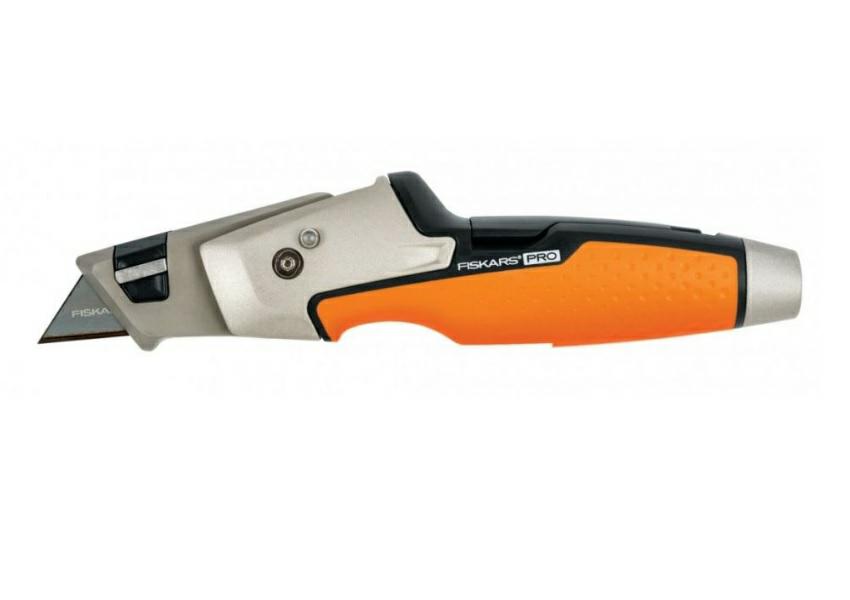Fiskars Cúter universal para pintores CarbonMax, Incluye cuchilla de recambio, 19,1 cm, Negro/Naranja, 1027225