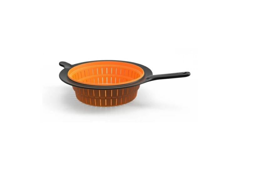 Fiskars 1027304 Escurridor, Ø 26 cm, Plástico/Silicona, Functional Form, Negro/Naranja