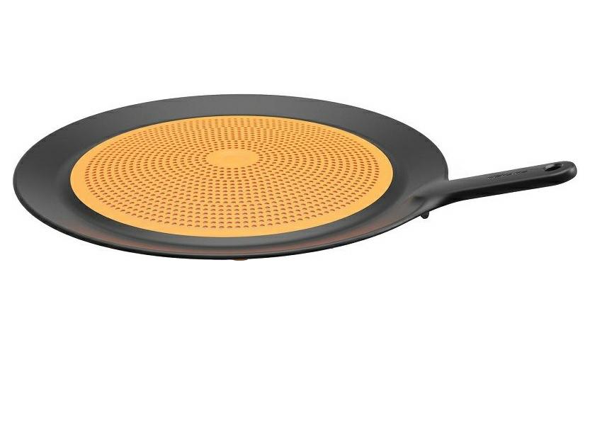 Fiskars 1027305 Tapa Anti-Salpicaduras, Ø 30 cm, Plástico/Silicona, Functional Form, Negro/Naranja
