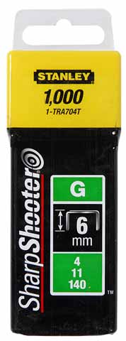 STANLEY 1-TRA706T - Grapa tipo g (4/11/140) 10mm - 1000 u.
