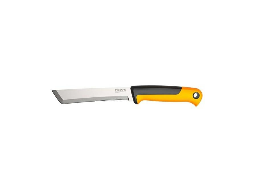 Fiskars Cuchillo para cosechar, Para tallos gruesos y troncos, Longitud de la hoja: 15 cm, Acero inoxidable/plástico, Negro/naranja, X-series, K82, 1062830
