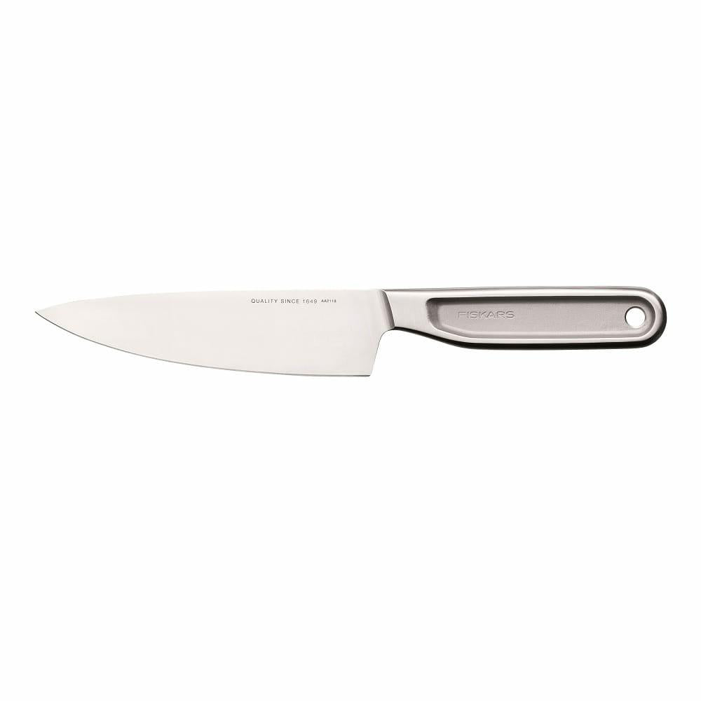 Fiskars Cuchillo de Cocinero All Steel, Pequeño, Longitud Total: 25,3 cm, Acero Duro Japonés Aichi, 1062886
