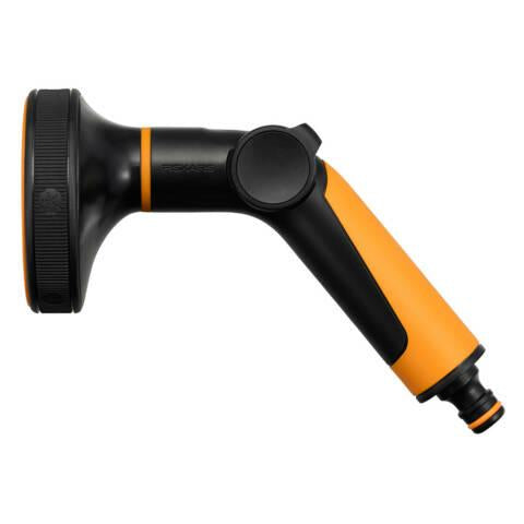 Fiskars Pistola Pulverizadora Multi, 5 Chorros, Control Continuo del Caudal con el Pulgar, Tamaño Universal, Negro/Naranja, 1065485