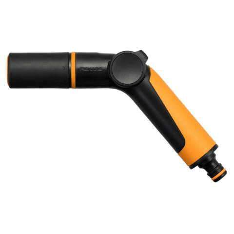 Fiskars Pistola Pulverizadora, 2 Chorros, Patrón de Rociado de Chorro y Aclarado, Control Continuo del Caudal con el Pulgar, Tamaño Universal, Negro/Naranja, 1065487