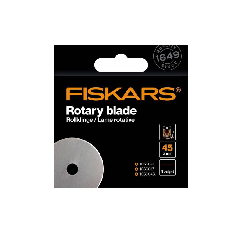 Original Fiskars Cuchilla de recambio, Cuchilla de cúter para cortes rectos, Incl. sujeción de cuchilla, Ø 45 mm, Acero, 1066042