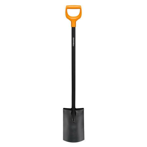 Fiskars Pala de Jardín Redonda para Suelos Blandos y Pedregosos, Acero de y Mango de Plástico, 116,6 cm, Color Negro/Naranja, Solid, 1066717